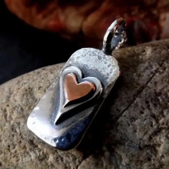 Vintage Heart Statement Pendant Necklace, Bohemian, Boho, Tribal - Picture 4 of 8